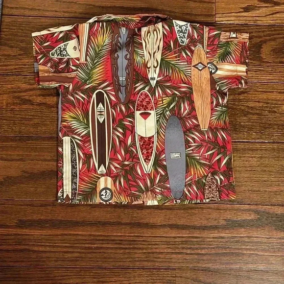 RJC Made In Hawaii Boys Button Down Shirt With Surf Board & Palm Tree Design 3T - Picture 6 of 7